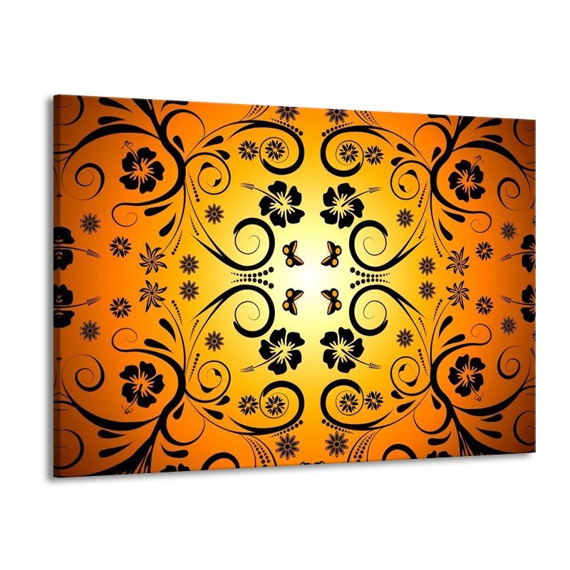 Canvas schilderij Abstract | Zwart, Geel, Oranje | 100x70cm 1Luik
