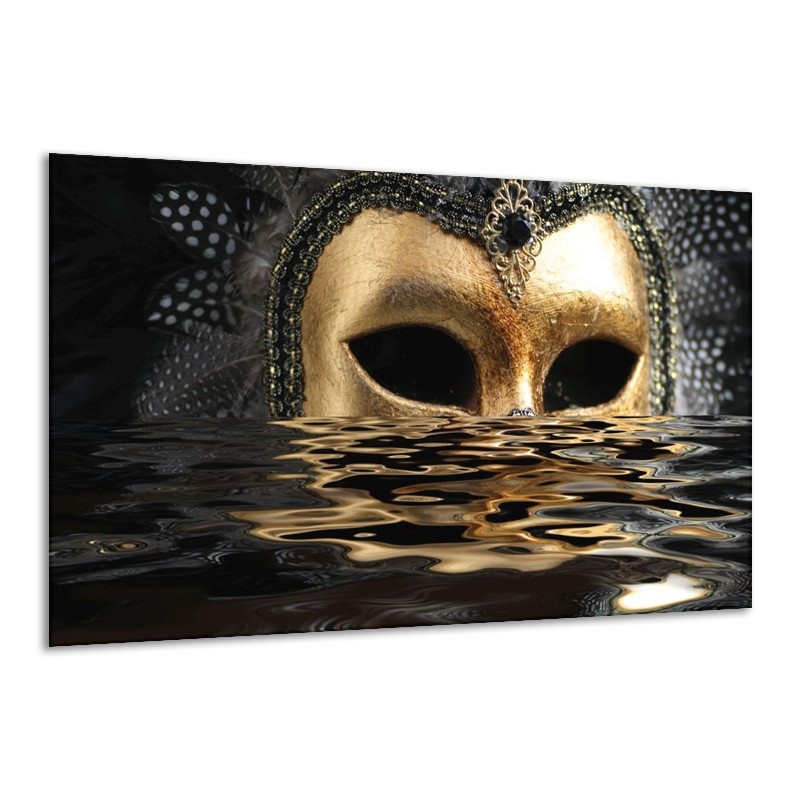 Canvas schilderij Masker | Goud, Zilver, Grijs | 120x70cm 1Luik