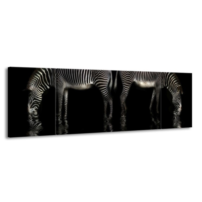 Glas schilderij Zebra | Zwart, Wit | 170x50cm 3Luik