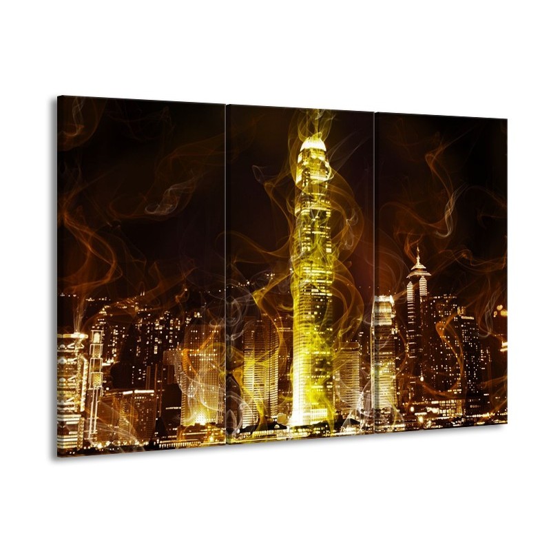 Glas schilderij Modern | Geel, Wit, Groen | 90x60cm 3Luik