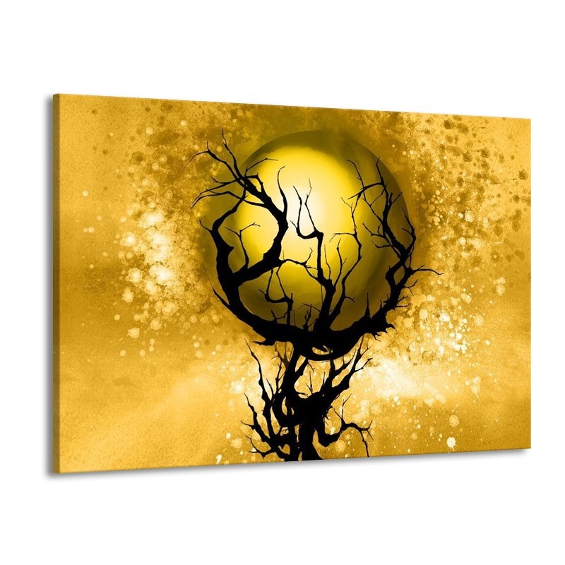 Canvas schilderij Boom | Zwart, Goud, Wit | 100x70cm 1Luik