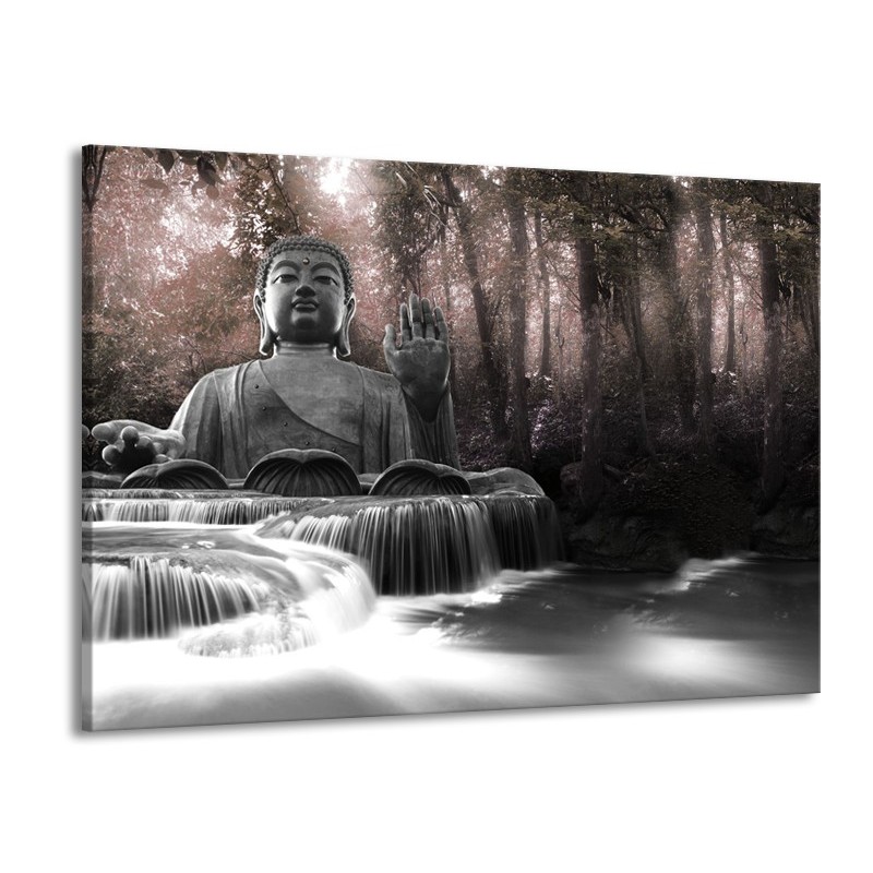 Glasschilderij Boeddha, Natuur | Grijs, Bruin | 100x70cm 1Luik