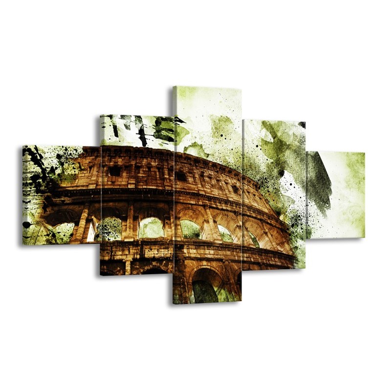 Canvas Schilderij Italie, Rome | Groen, Bruin | 125x70cm 5Luik