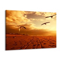Canvas schilderij Vogels | Goud, Geel, Oranje | 100x70cm 1Luik