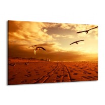 Canvas schilderij Vogels | Goud, Geel, Oranje | 140x90cm 1Luik F000002
