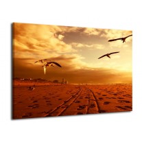 Canvas schilderij Vogels | Goud, Geel, Oranje | 70x50cm 1Luik
