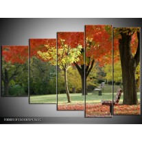 Klok schilderij Park | Oranje, Geel, Groen | 150x100cm 5Luik