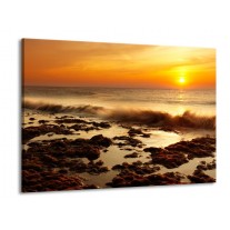 Glas schilderij Zee | Bruin, Geel, Oranje | 100x70cm 1Luik