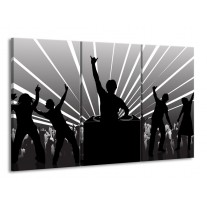 Canvas schilderij Muziek | Grijs, Zwart, Wit | 165x100cm 3Luik