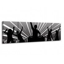 Canvas schilderij Muziek | Grijs, Zwart, Wit | 170x50cm 3Luik