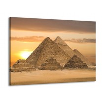 Glas schilderij Piramide | Geel, Crème, Bruin | 100x70cm 1Luik