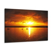 Glas schilderij Zonsondergang | Geel, Oranje, Bruin | 100x70cm 1Luik