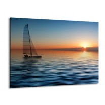 Glas schilderij Zonsondergang | Blauw, Geel, Oranje | 100x70cm 1Luik