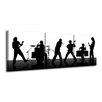 Canvas schilderij Muziek | Zwart, Wit, Grijs | 120x40cm 3Luik