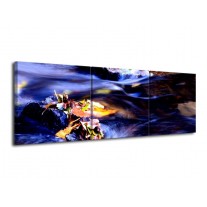 Glas schilderij Mist | Blauw, Paars, Geel | 120x40cm 3Luik