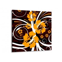 Canvas schilderij Abstract | Wit, Oranje, Bruin | 70x70cm 1Luik