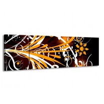 Canvas schilderij Abstract | Oranje, Wit, Bruin | 170x50cm 3Luik