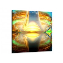 Glas schilderij Spiegel | Geel, Groen, Grijs | 50x50cm 1Luik