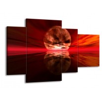 Canvas schilderij Maan | Rood, Zwart, Bruin | 120x75cm 4Luik