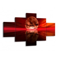 Glas schilderij Maan | Rood, Zwart, Bruin | 125x70cm 5Luik
