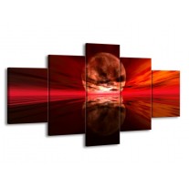 Glas schilderij Maan | Rood, Zwart, Bruin | 150x80cm 5Luik