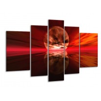 Glas schilderij Maan | Rood, Zwart, Bruin | 170x100cm 5Luik