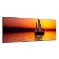 Canvas schilderij Boot | Rood, Geel, Zwart | 145x58cm 1Luik