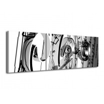 Canvas schilderij Muziek | Wit, Grijs, Zwart | 120x40cm 3Luik