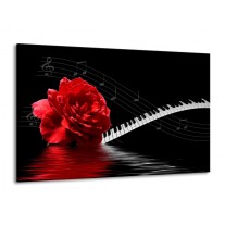 Canvas schilderij Roos | Rood, Wit, Zwart | 140x90cm 1Luik