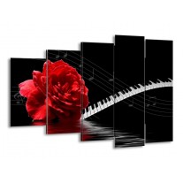 Canvas schilderij Roos | Rood, Wit, Zwart | 150x100cm 5Luik