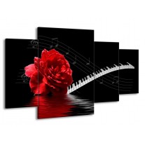 Canvas schilderij Roos | Rood, Wit, Zwart | 160x90cm 4Luik