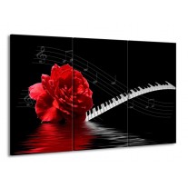 Glas schilderij Roos | Rood, Wit, Zwart | 165x100cm 3Luik