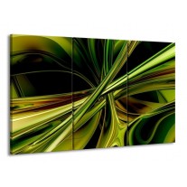 Canvas schilderij Abstract | Groen, Zwart, Geel | 165x100cm 3Luik