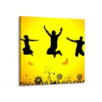 Glas schilderij Dansen | Geel, Zwart, Oranje | 70x70cm 1Luik