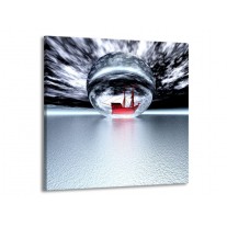 Glas schilderij Boot | Grijs, Wit, Rood | 50x50cm 1Luik