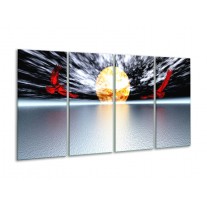 Glas schilderij Maan | Grijs, Rood, Geel | 160x80cm 4Luik