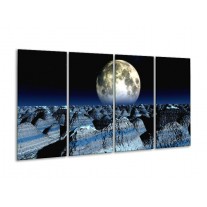 Glas schilderij Maan | Blauw, Grijs, Wit | 160x80cm 4Luik