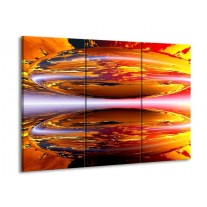Canvas schilderij Abstract | Geel, Oranje, Rood | 90x60cm 3Luik