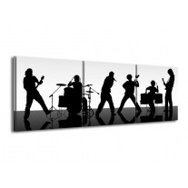 Canvas schilderij Muziek | Zwart, Grijs, Wit | 150x50cm 3Luik