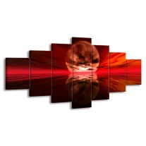 Canvas schilderij Zonsondergang | Rood, Oranje, Zwart | 210x100cm 7Luik