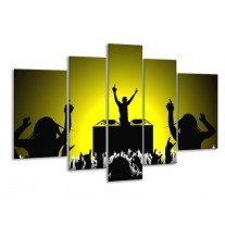 Glas schilderij Muziek | Groen, Geel, Zwart | 170x100cm 5Luik