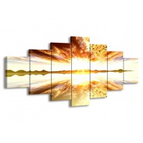 Glas schilderij Zonsondergang | Geel, Wit, Grijs | 210x100cm 7Luik