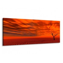 Canvas schilderij Landschap | Rood, Zwart, Oranje | 145x58cm 1Luik