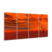 Glas schilderij Landschap | Rood, Zwart, Oranje | 160x80cm 4Luik