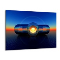Glas schilderij Abstract | Blauw, Geel, Oranje | 100x70cm 1Luik