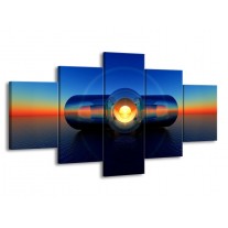 Canvas schilderij Abstract | Blauw, Geel, Oranje | 150x80cm 5Luik