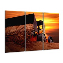 Canvas schilderij Tractor | Bruin, Geel, Oranje | 120x80cm 3Luik