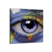 Canvas schilderij Oog | Blauw, Groen, Geel | 50x50cm 1Luik