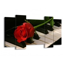 Canvas schilderij Roos | Rood, Rood, Zwart | 120x65 5Luik