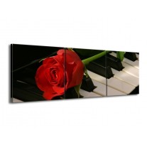 Glas schilderij Roos | Rood, Rood, Zwart | 150x50cm 3Luik